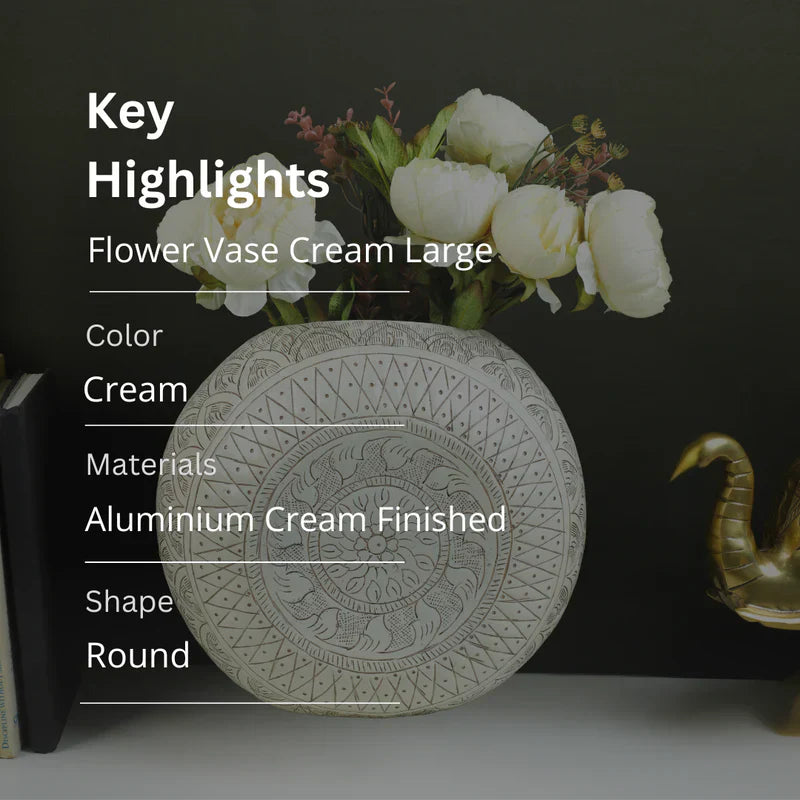 Aluminum Cream Flower Vase - Large