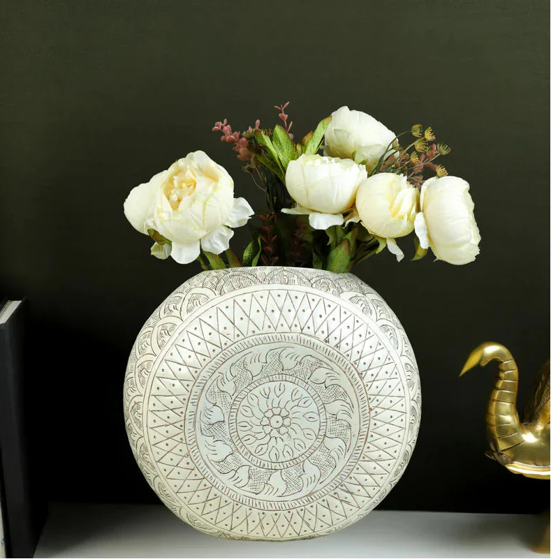 Aluminum Cream Flower Vase - Large