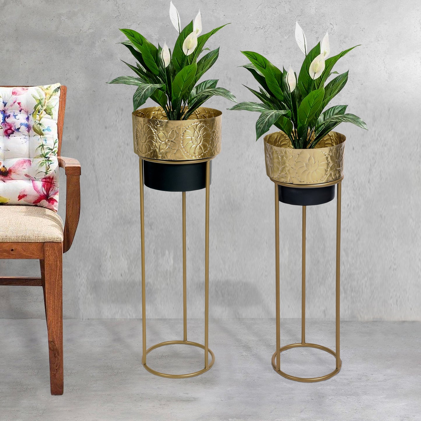 Etched Metal Planter Set of 2