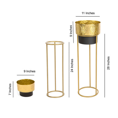 Etched Metal Planter Set of 2